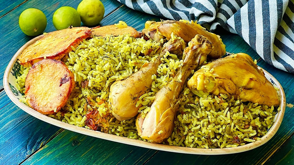 Sabzi Polo ba Morgh with Saffron